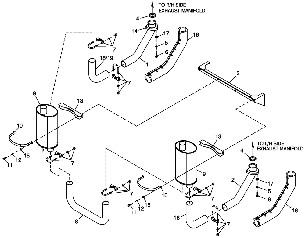 Muffler 5.4l/6.8l Cpl Exhaust C3 O/S Diagram and Parts List for QT04554ANNNA (4501308 - 4636811)(2006) Generac Generator