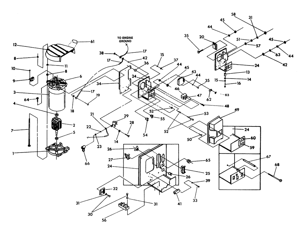 Alternator And Panel Diagram and Parts List for 9735-1  Generac Generator
