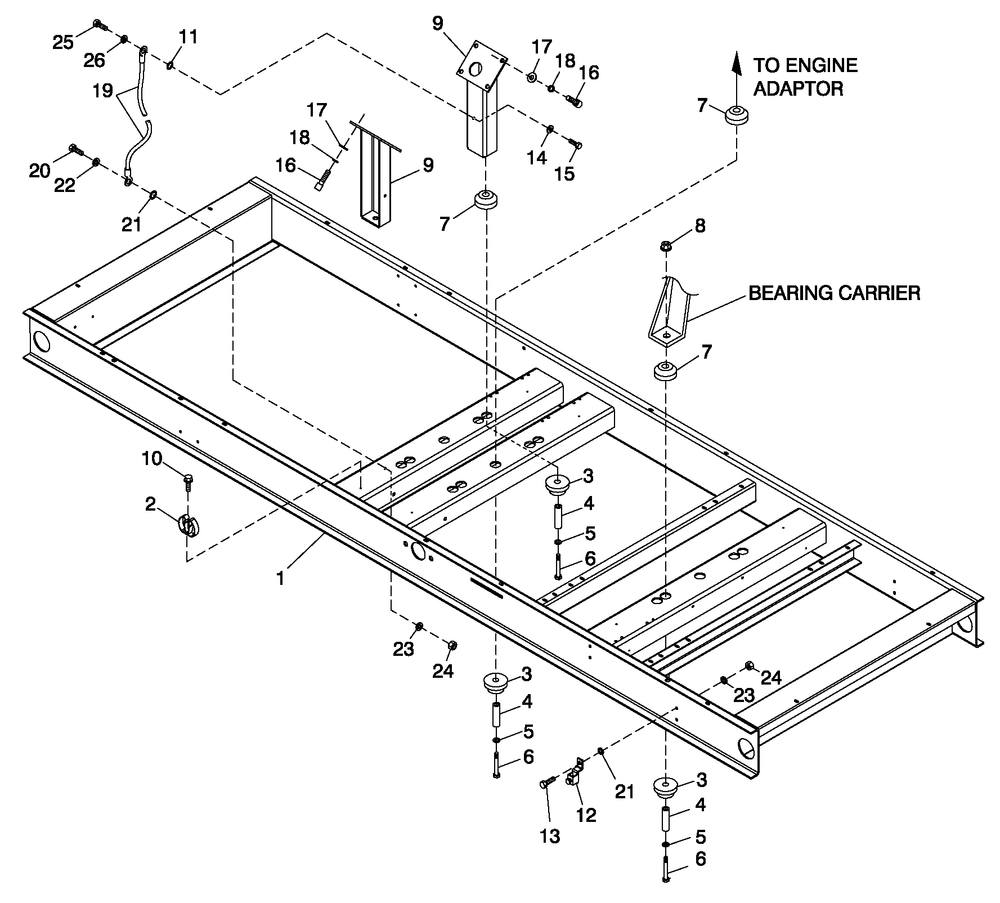 Mounting Base Diagram and Parts List for QT10054ANSN (4249957 - 4256817)(2005) Generac Generator