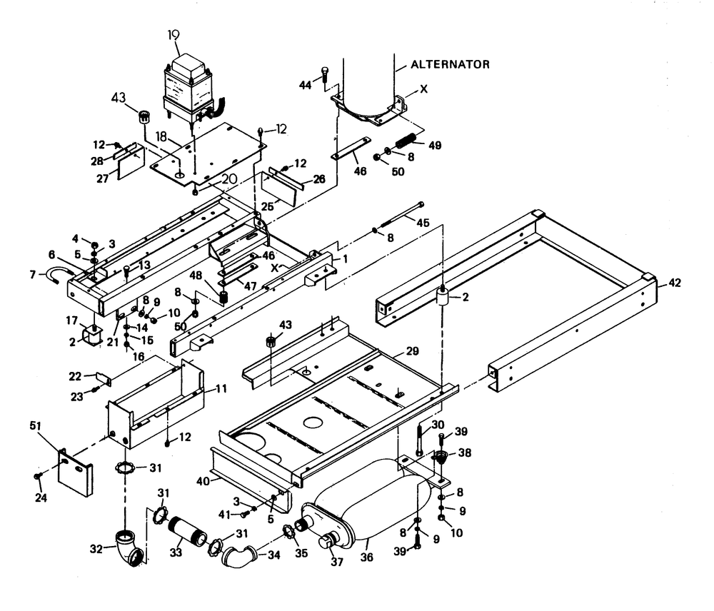 Mounting Base Diagram and Parts List for 6207-5  Generac Generator