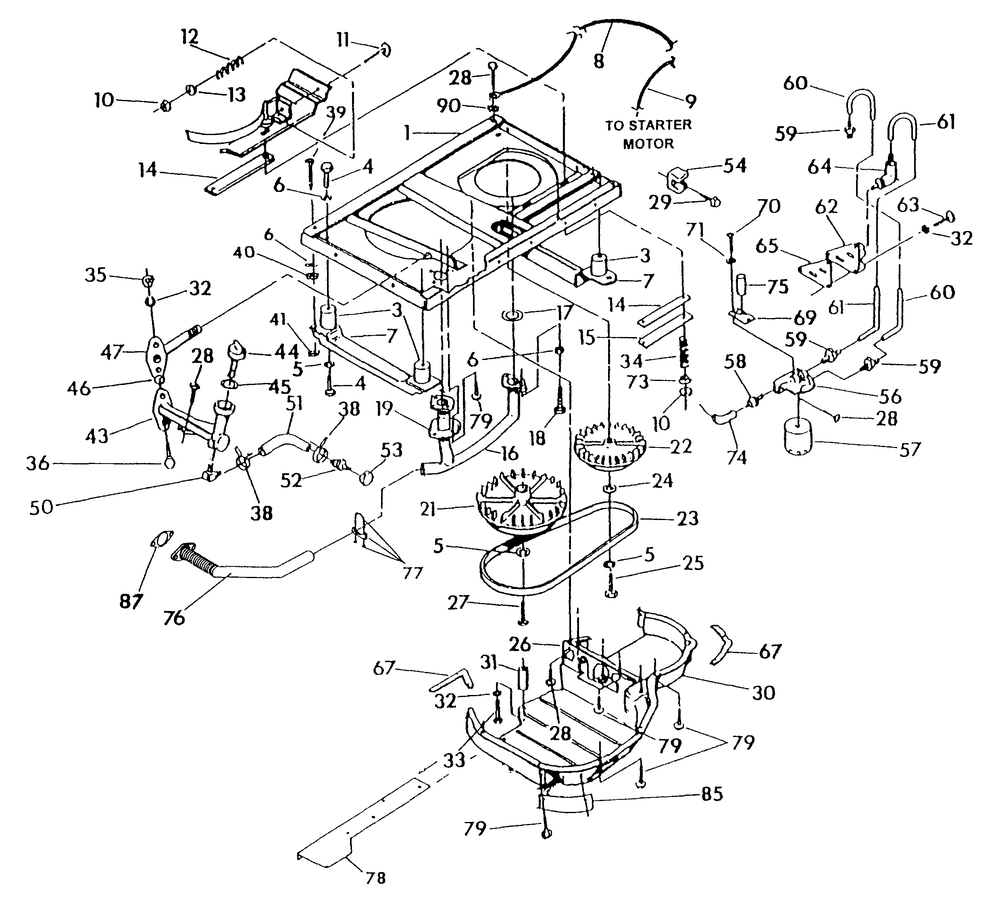 Base And Pulleys Diagram and Parts List for 0789-1  Generac Generator