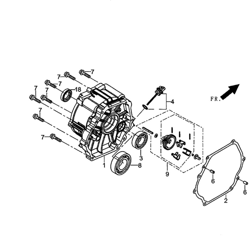 Crankcase Cover Diagram and Parts List for 5943-3  Generac Generator