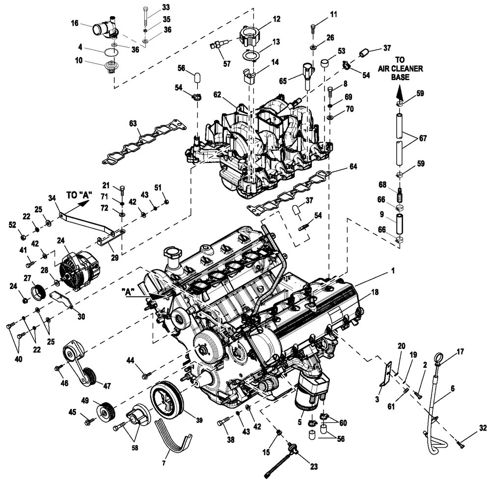 Ev Engine Common Parts 5.4l Cpl L/H Diagram and Parts List for 0055992 (7000001)(2012) Generac Generator