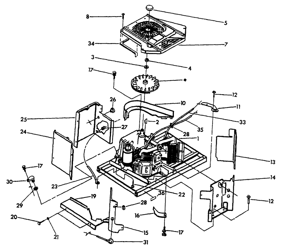 Engine Enclosure Diagram and Parts List for 9734-3  Generac Generator