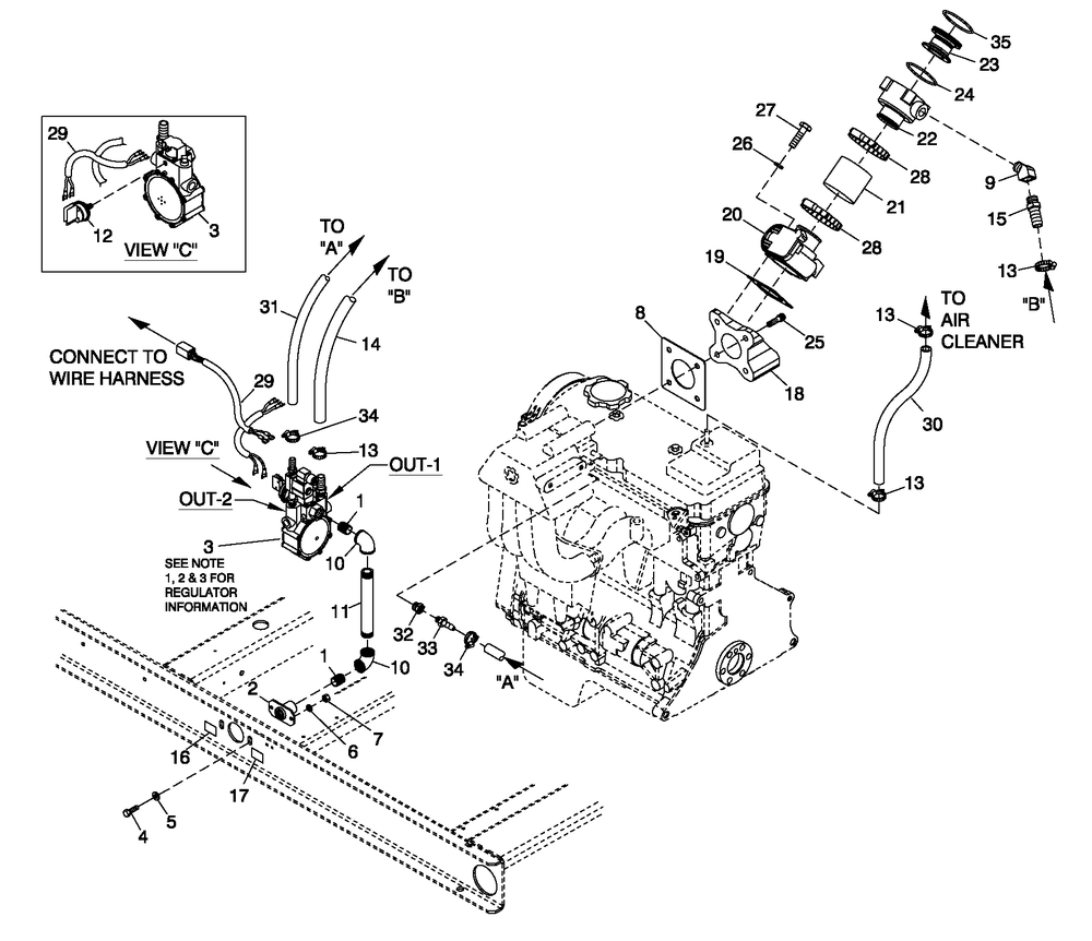 Fuel System 2.4l C2 Cpl Diagram and Parts List for 0052590 (4362167 - 4407219)(2006) Generac Generator