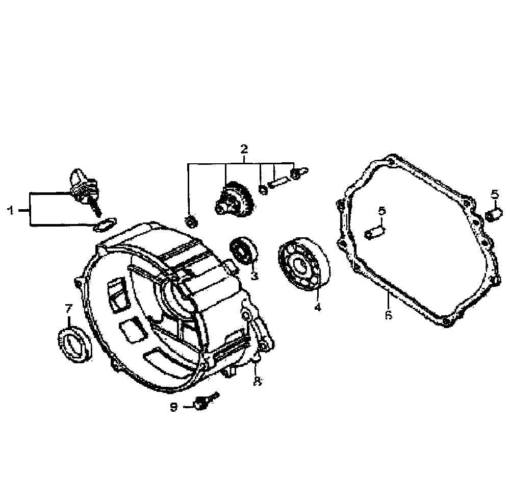 Crankase cover Diagram and Parts List for 5941-1  Generac Generator