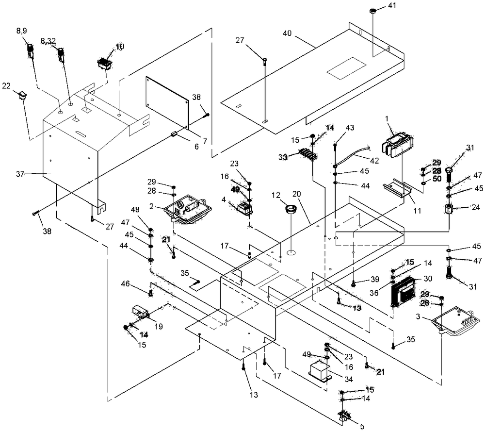Control Panel Diagram and Parts List for 0047600 (3639392 - 37288867)(2014) Generac Generator