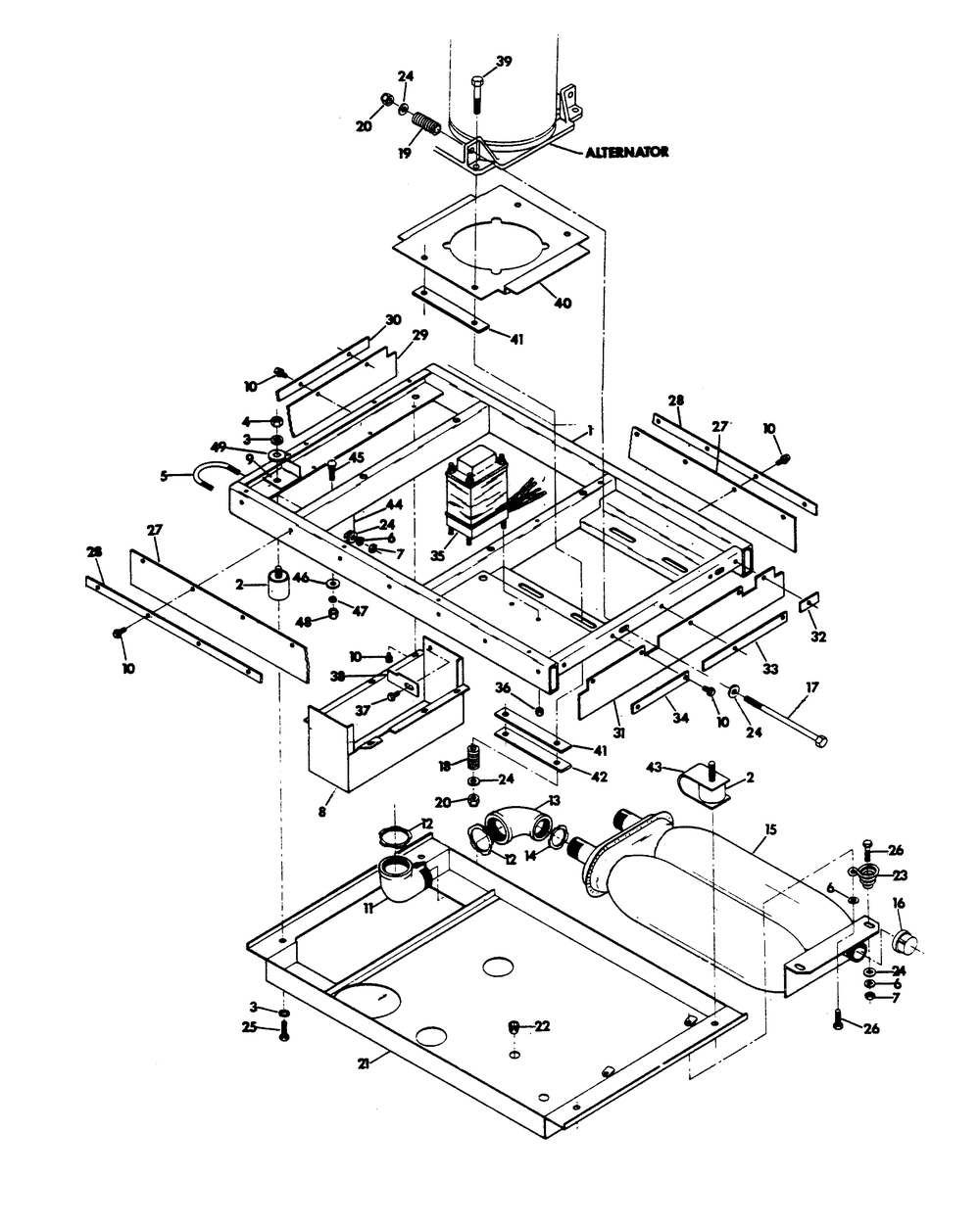 Mounting Base Diagram and Parts List for 6245-2  Generac Generator