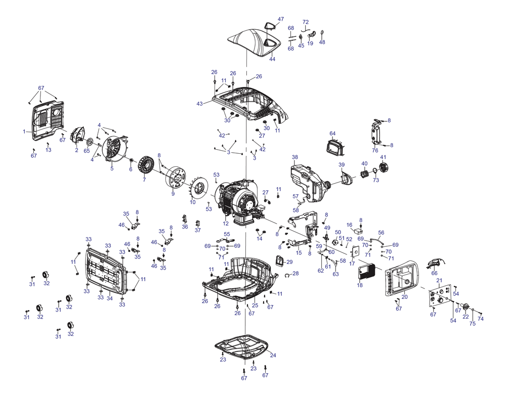 Fig-0 Diagram and Parts List for G0071170 GP2200I Generac Generator