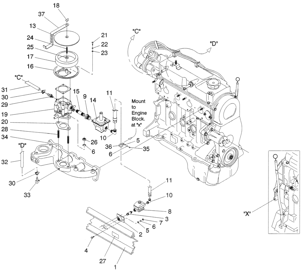 Natural Gas Fuel System Diagram and Parts List for 0042840 (3197454)(2014) Generac Generator