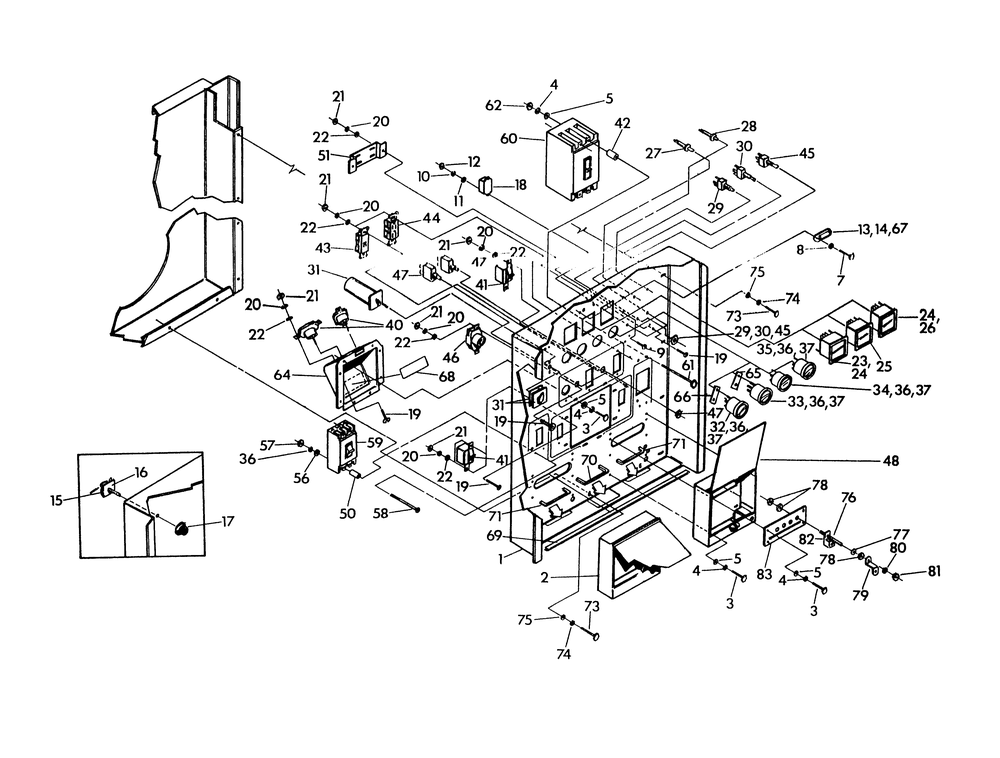 Control Panel (Front) Diagram and Parts List for 9575-0  Generac Generator