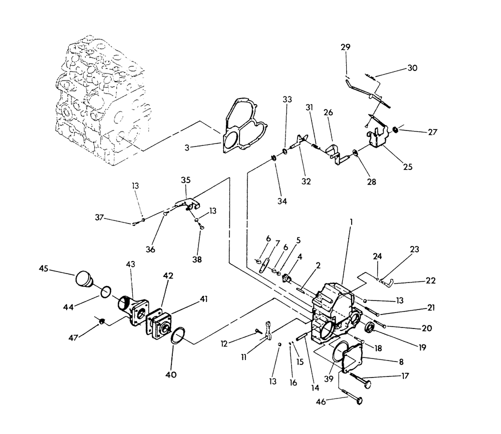 Timing Gear Housing And Governor Diagram and Parts List for 9319-0  Generac Generator