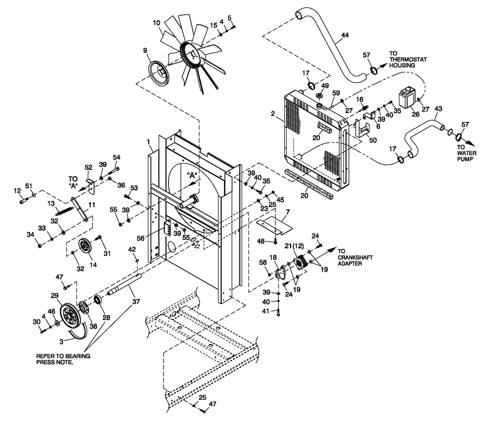 C2 Cooling Sytem And Fan Drive Diagram and Parts List for QT02524ANAN (4828186 - 4838636)(2007) Generac Generator