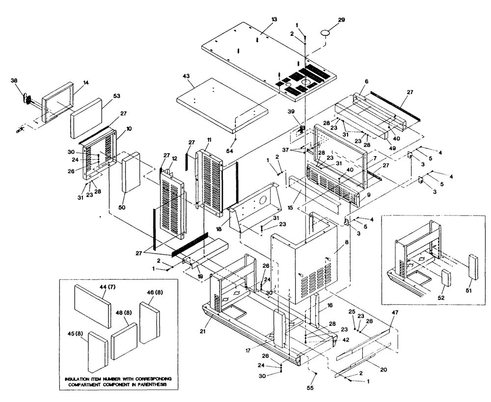Enclosure Diagram and Parts List for 4092-0  Generac Generator