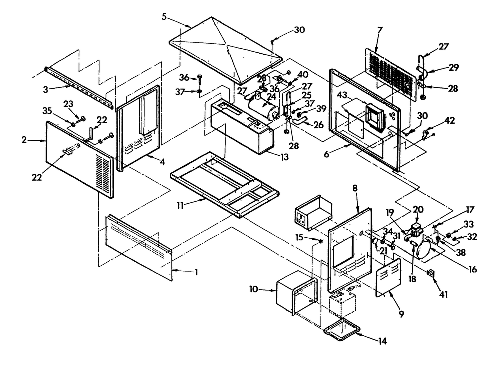 Home Standby Enclosure Diagram and Parts List for 9653-1  Generac Generator