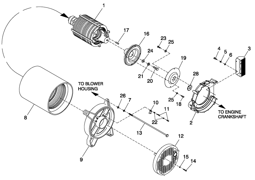 Alternator Common Parts Diagram and Parts List for 0053990 (4797358 - 4804754)(2007) Generac Generator