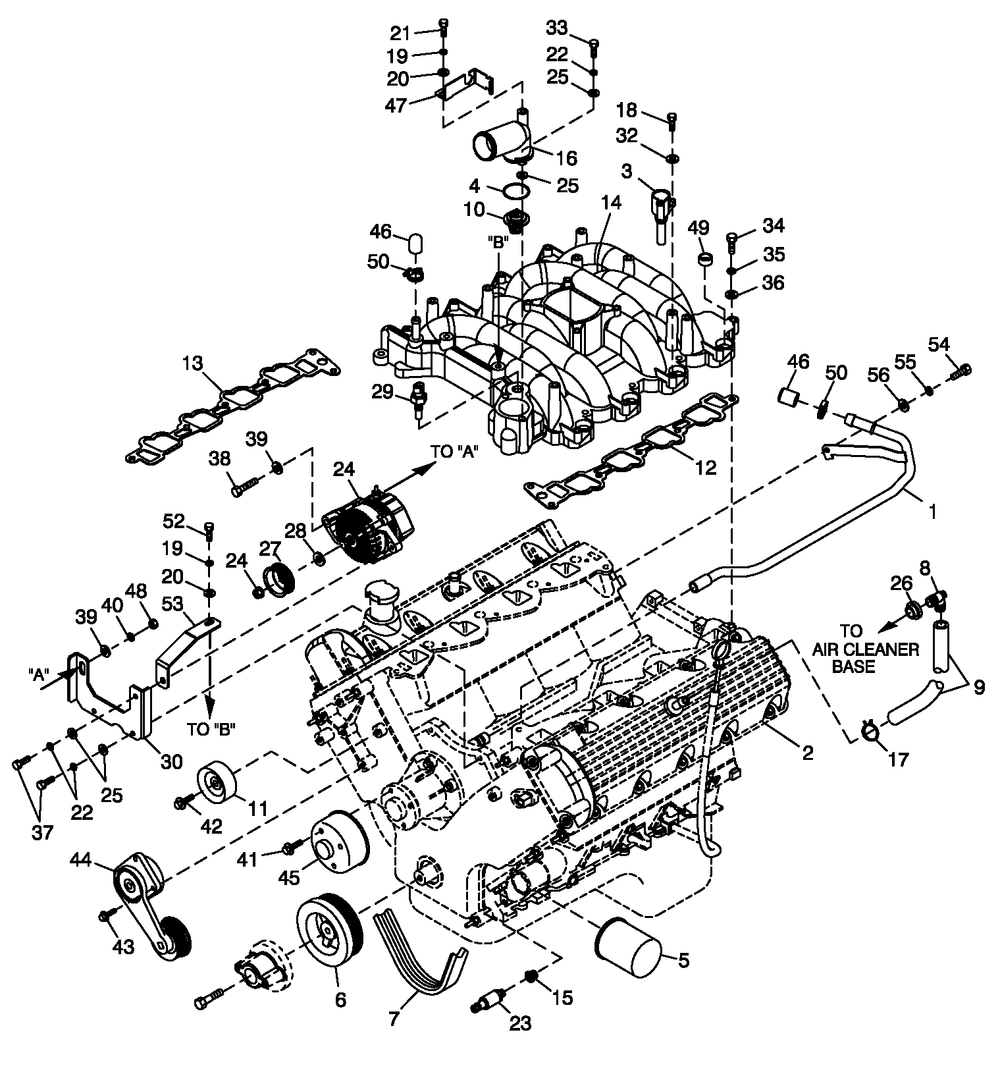 Ev Engine Common Parts Lh 4.6l G3 Rwd Diagram and Parts List for QT08046AVAN (4474879 - 4789408)(2007) Generac Generator