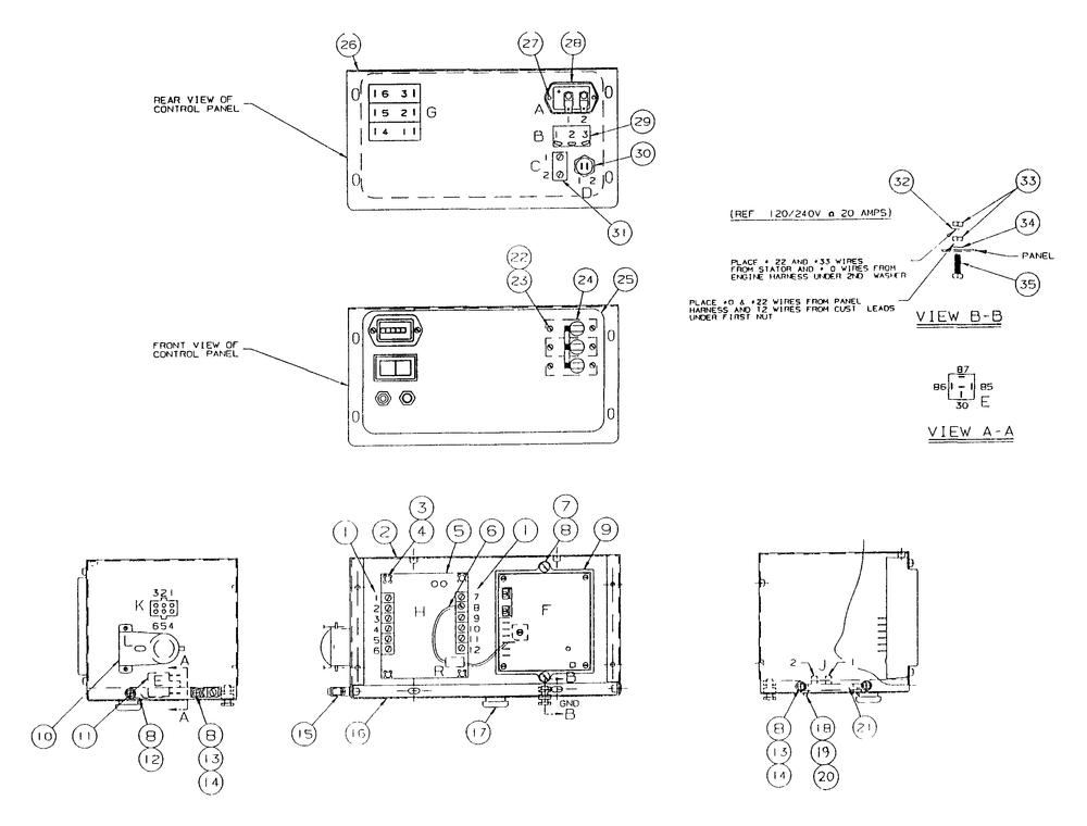 Control Box Assembly Diagram and Parts List for 9422-0  Generac Generator