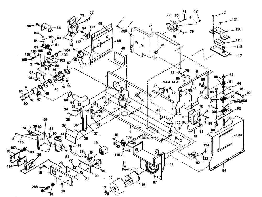 Engine Shrouding Assembly Diagram and Parts List for 6613-1  Generac Generator