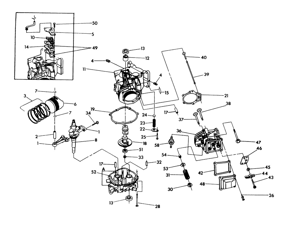 Engine Long Block Diagram and Parts List for 9557-4  Generac Generator