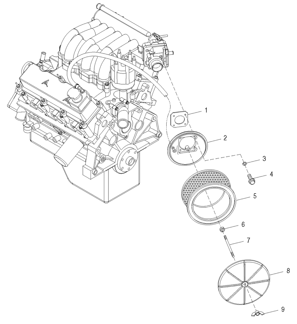 Air Cleaner Diagram and Parts List for 0049485 (4180771 - 4225242)(2005) Generac Generator