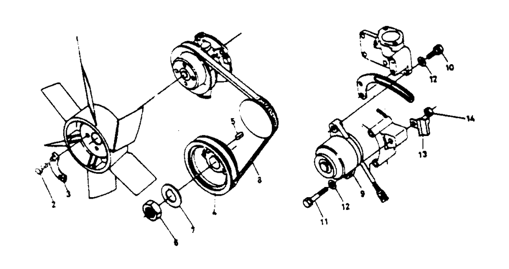 Fan, Alternator Group Diagram and Parts List for 1008-B  Generac Welder