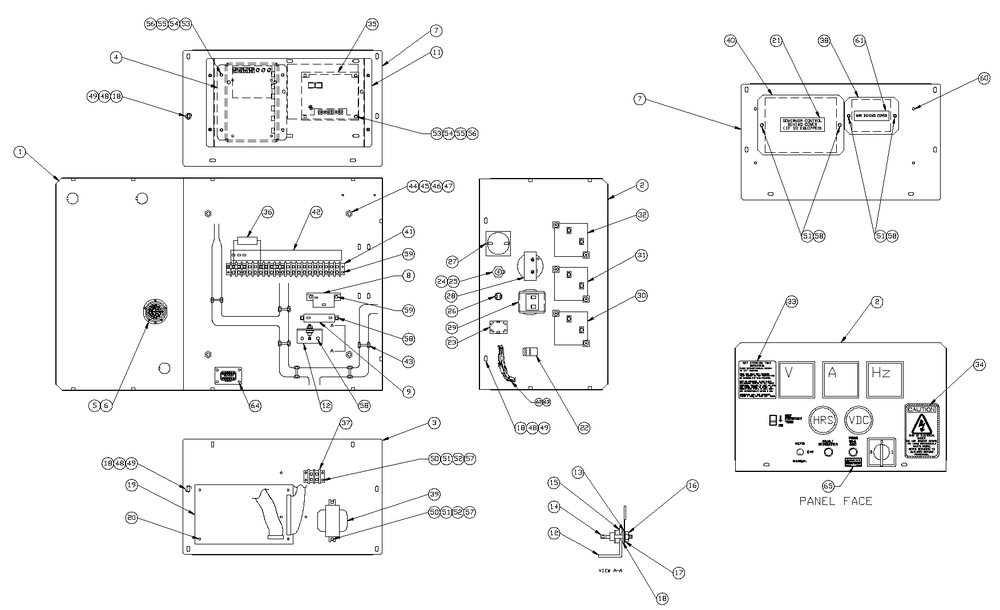 Control Panel Diagram and Parts List for 0043736 (3704503)(2003) Generac Generator