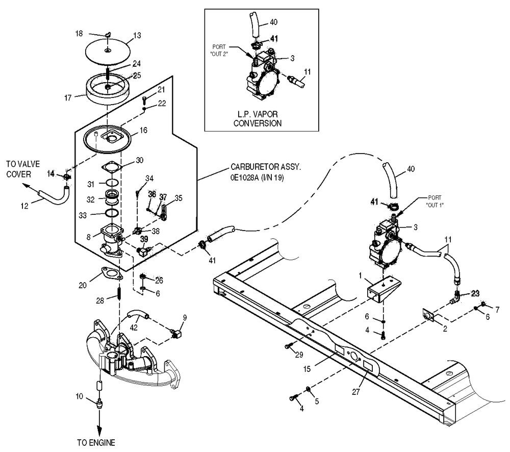 Fuel System Diagram and Parts List for 0050312 (4328537)(2005) Generac Generator