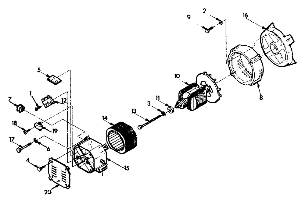 Replacement Parts Illustration - Ac Generator Diagram and Parts List for 4W115A (8928-1)(8928-1) Generac Generator