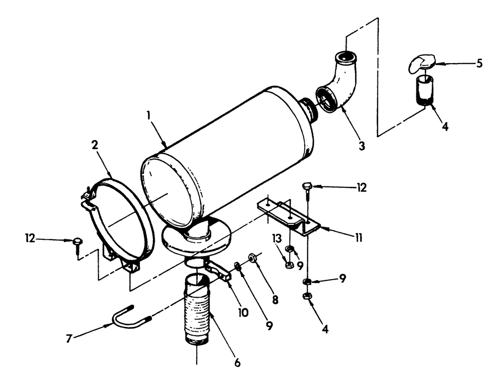 Exhaust Muffler Diagram and Parts List for 9324-4  Generac Generator