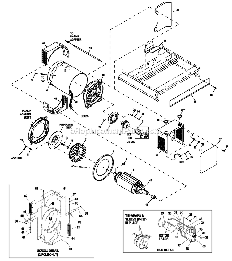Ev Cpl Alternator Brushless Diagram and Parts List for HT08054JNAX (3000089944)(2016) Generac Generator