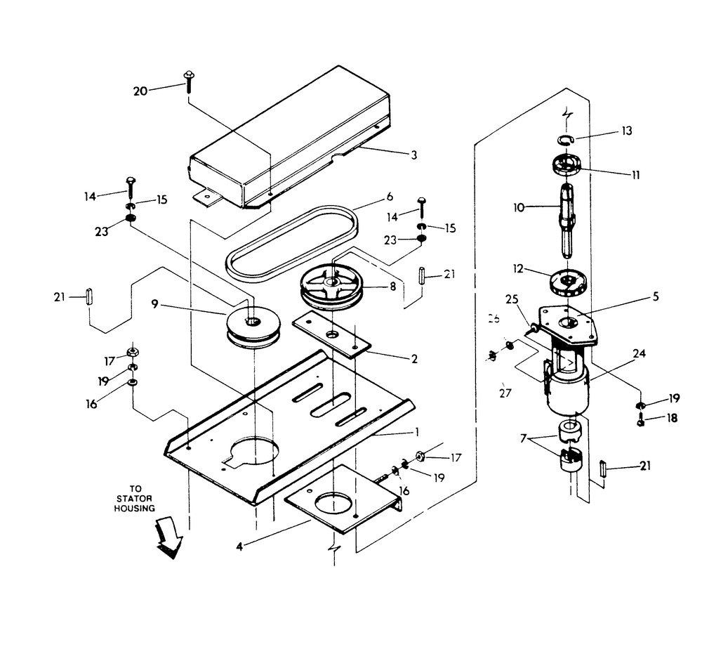 Pump Drive Assembly Diagram and Parts List for 9475-1  Generac Generator