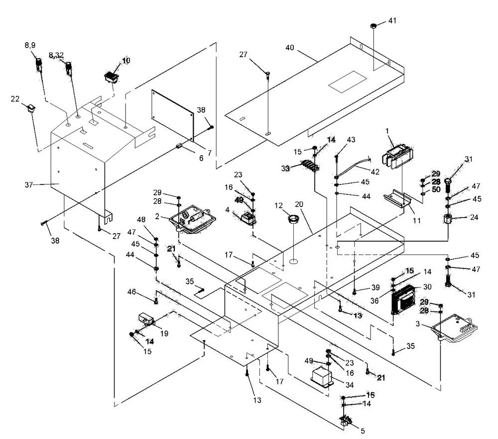Control Panel Assembly Diagram and Parts List for 0046920 (3623511 - 3830151)(2014) Generac Generator