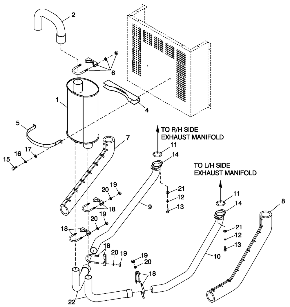 Ev Muffler Exh 3.0l 30kw C2 Diagram and Parts List for 0052190 (4340373 - 4340512)(2006) Generac Generator