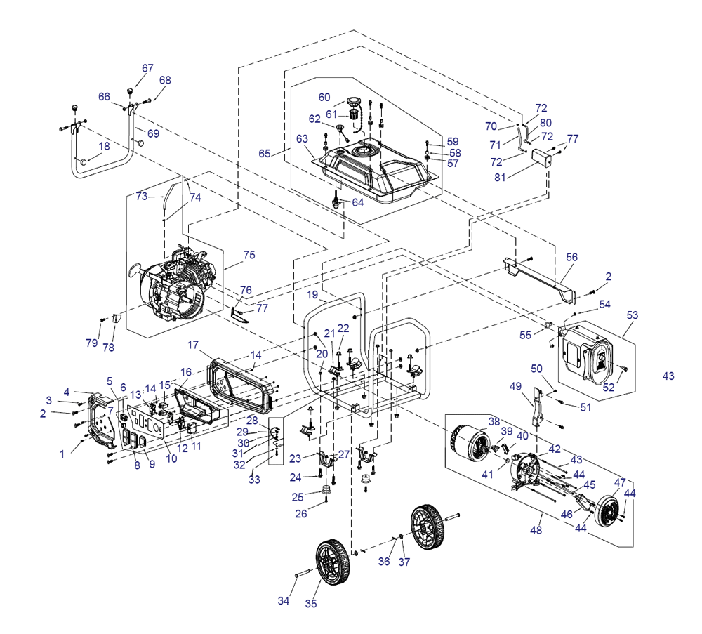 Fig-0 Diagram and Parts List for G0076780 GP3600 Generac Generator