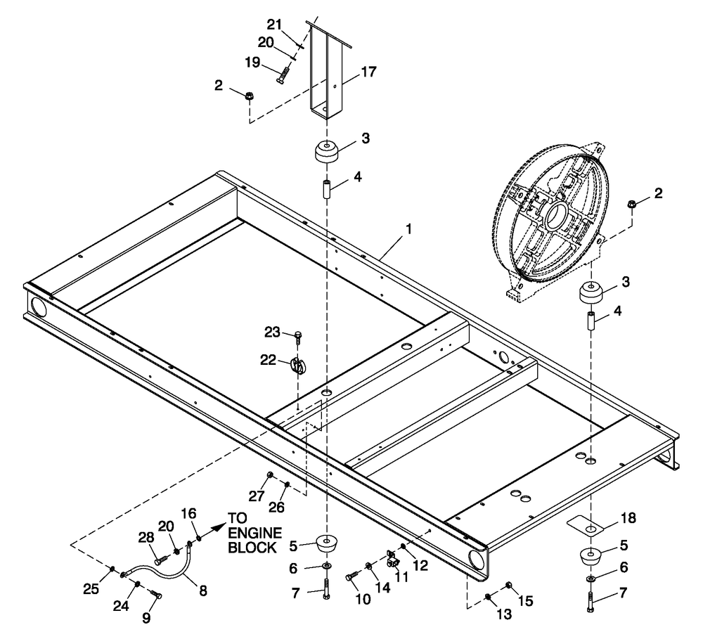 Mounting Base Diagram and Parts List for 0052230 (4332300 - 4332311)(2005) Generac Generator
