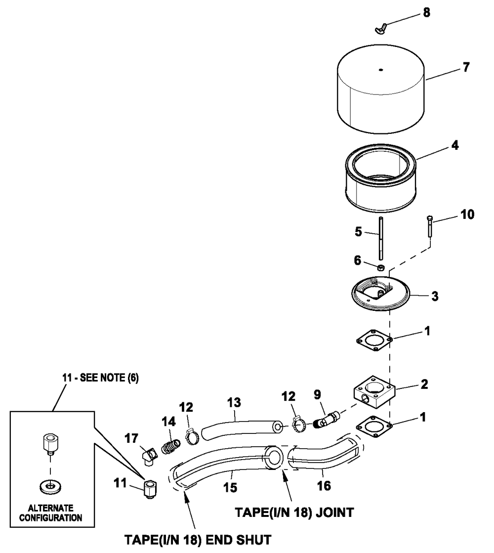 Air Cleaner 2.4l G2 Turbo Diagram and Parts List for QT03624ANAN (5308416 - 5326518)(2009) Generac Generator