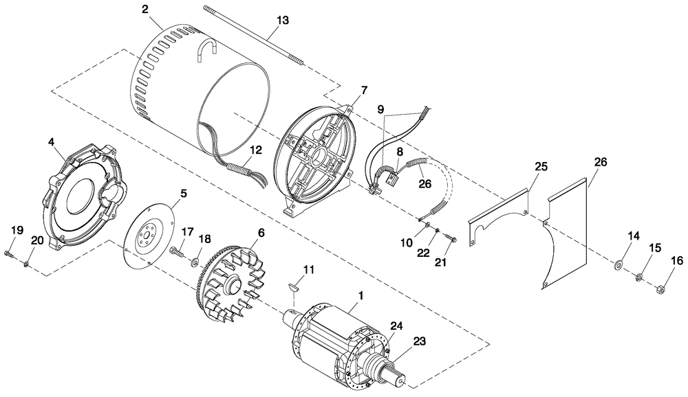 Cpl Alternator Direct Excitation Diagram and Parts List for 0054200 (4868635 - 5101685)(2008) Generac Generator