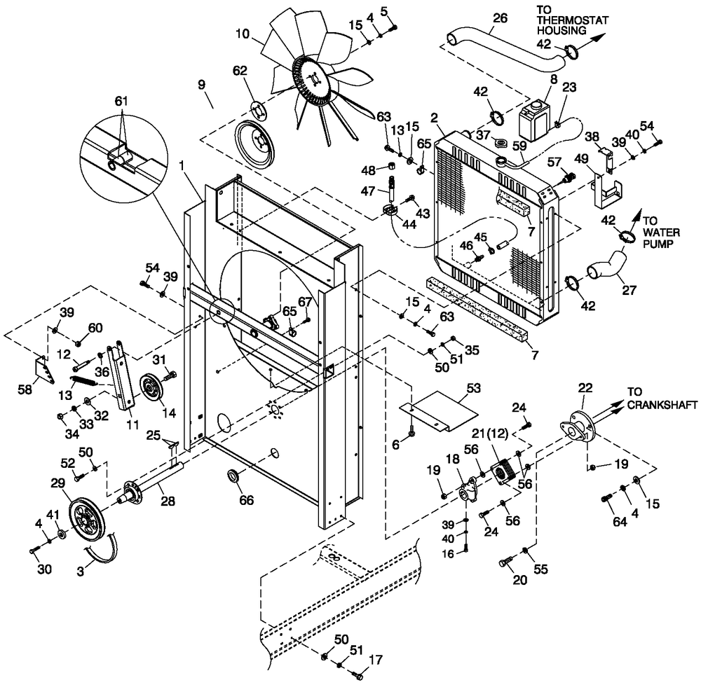 C5 Cooling System Fan Drive Diagram and Parts List for QT08054ANANA (5361721)(2009) Generac Generator