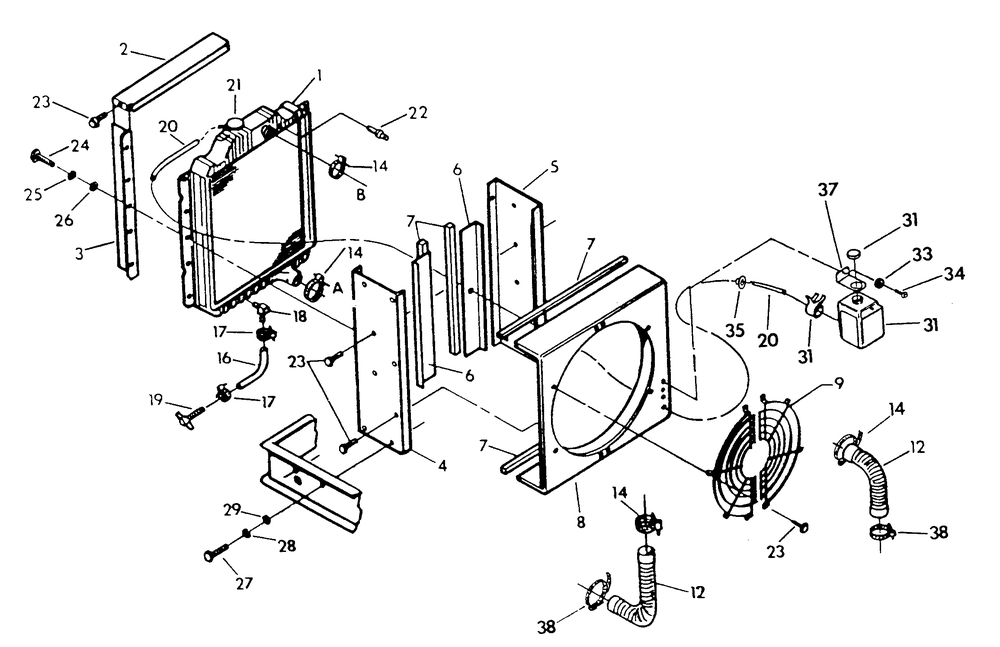 Radiator Diagram and Parts List for 9303-1  Generac Generator