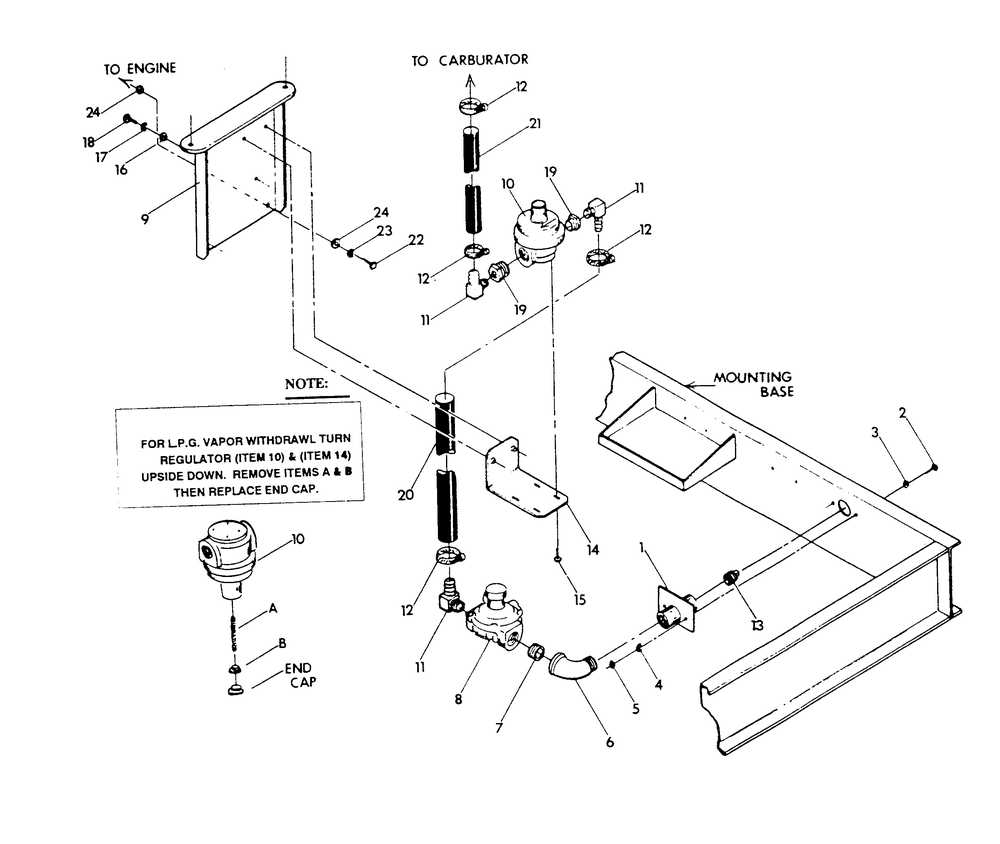 Natural Gas Regulator Or Lp Gas Vapor Withdrawal System Diagram and Parts List for 9303-1  Generac Generator