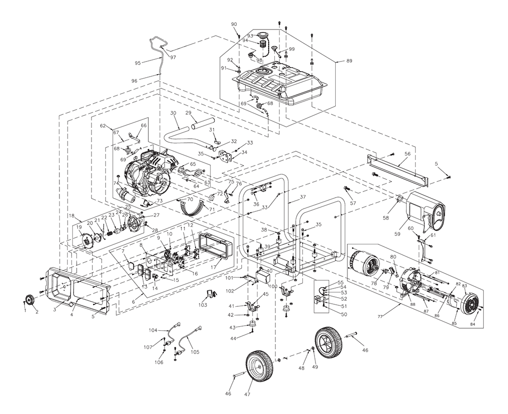 Fig-0 Diagram and Parts List for G0066730 RS7000E Generac Generator