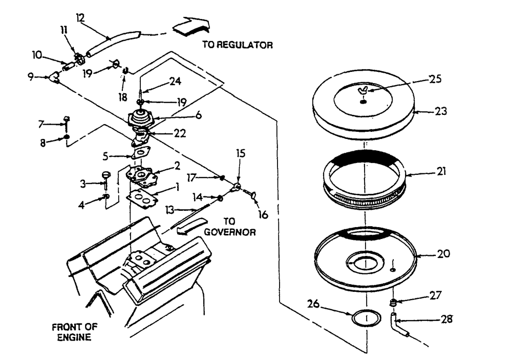 Natural Gas Carburetor Diagram and Parts List for 9303-6  Generac Generator