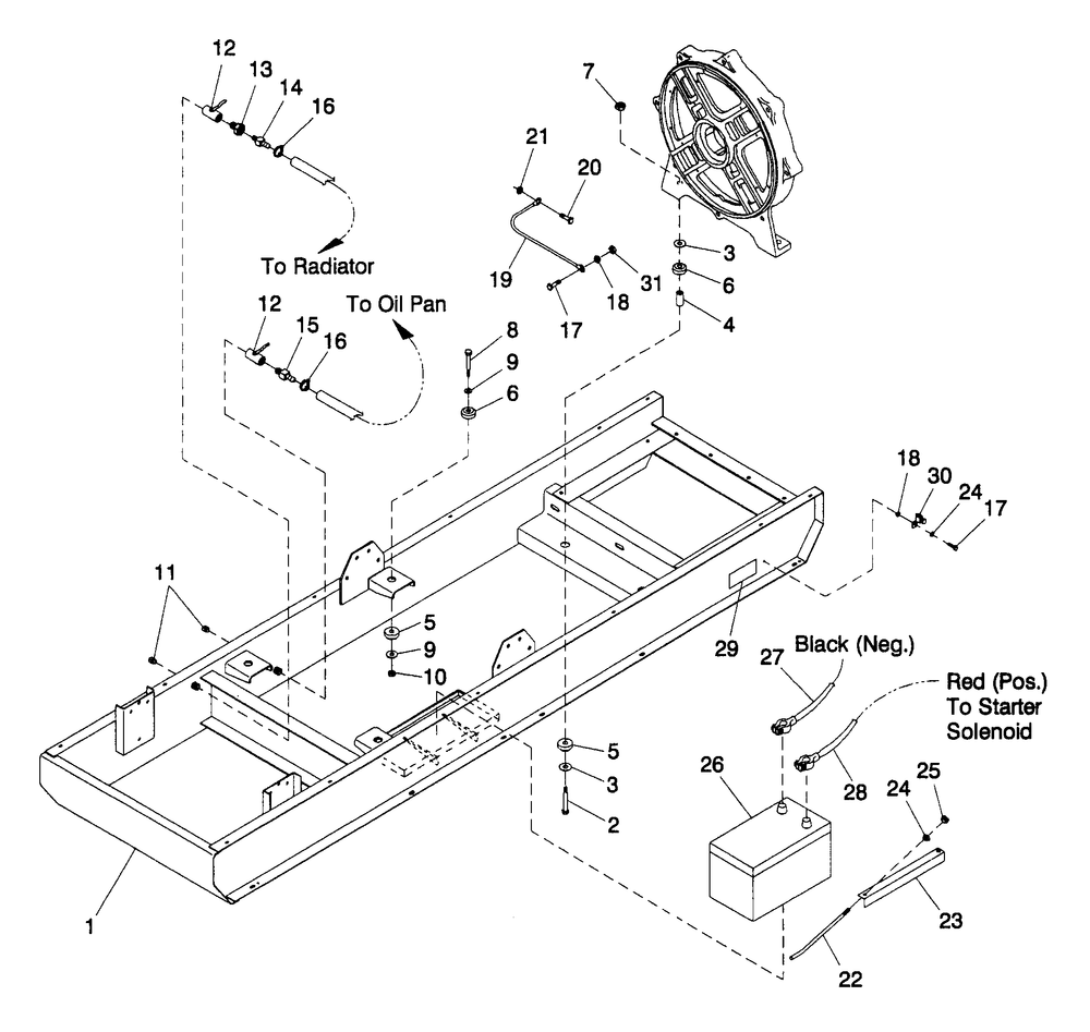 Mounting Base Diagram and Parts List for 4366-1  Generac Generator