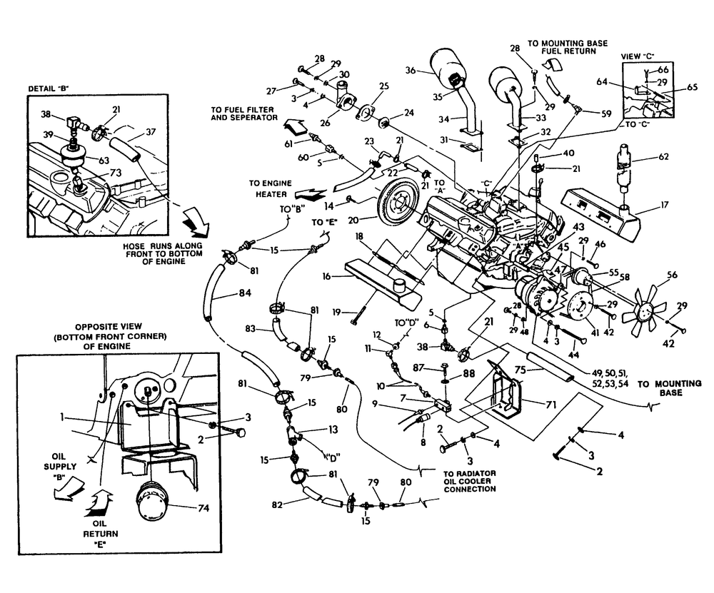 4.3 Liter Engine (Part 2) Diagram and Parts List for 9134-8  Generac Generator