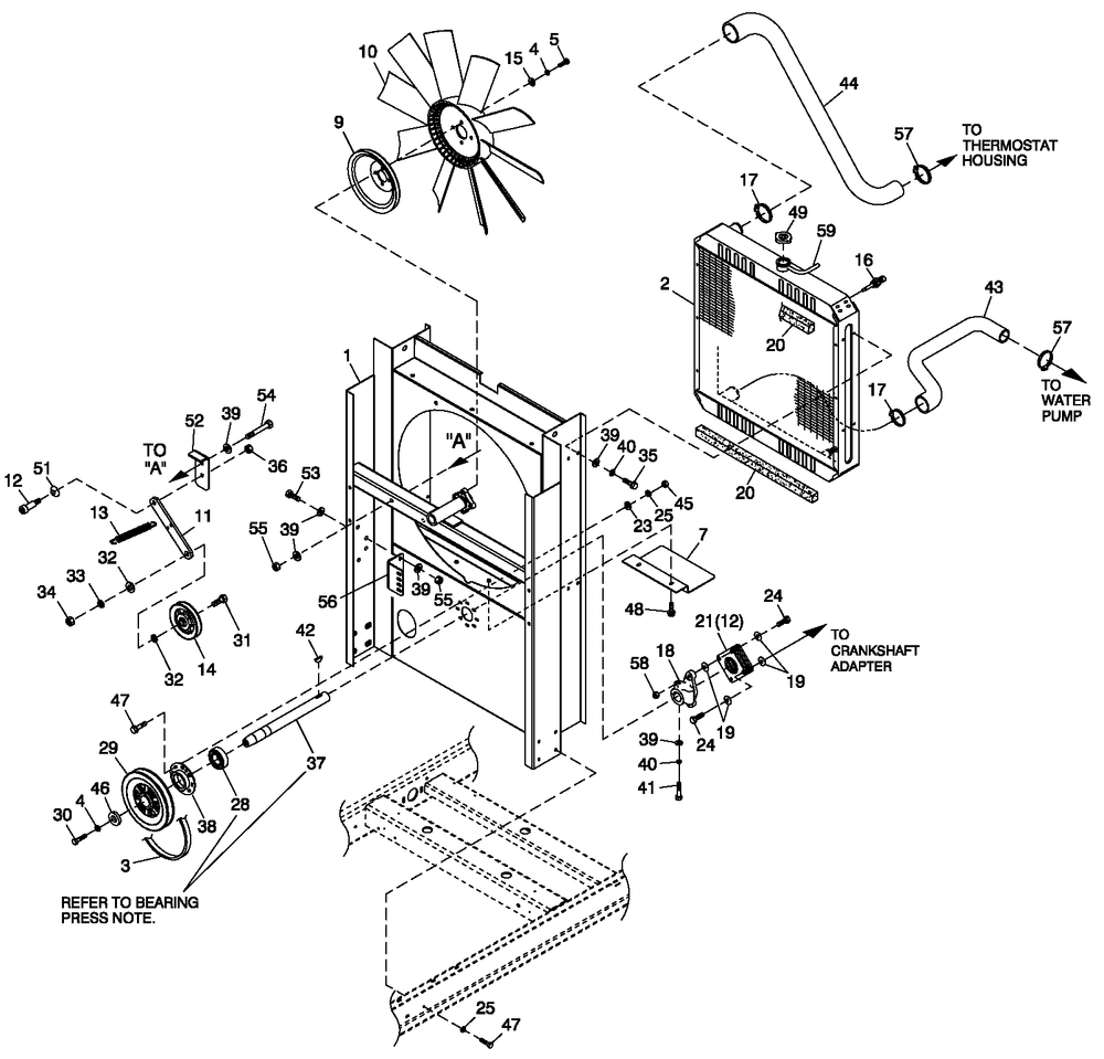 C2 Cooling System And Fan Drive Diagram and Parts List for QT03624ANAN (5308416 - 5326518)(2009) Generac Generator