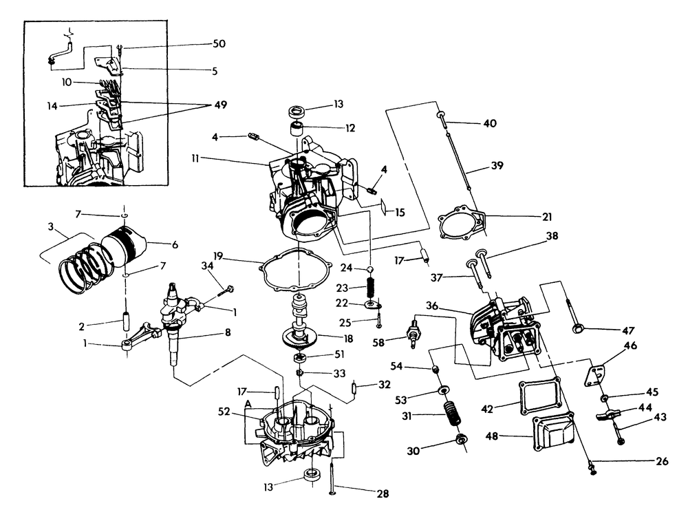 Engine Long Block Diagram and Parts List for 9629-2  Generac Generator