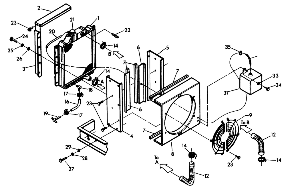 Radiator Diagram and Parts List for 9303-0  Generac Generator