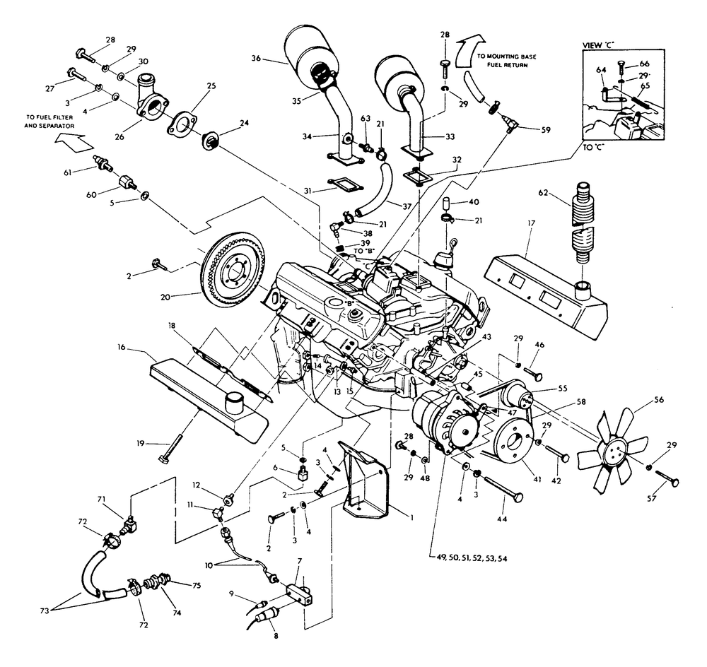 4.3 Liter Engine (Part 3) Diagram and Parts List for 9134-1  Generac Generator
