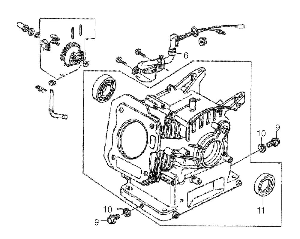 Crankcase Diagram and Parts List for 0057890 (7118013D - 7945934D)(2013) Generac Generator
